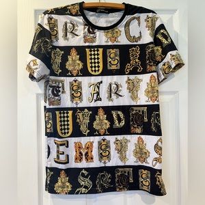 Versace Jeans Couture Virtus Alphabet Black Gold Barocco Medusa Shirt Size XL